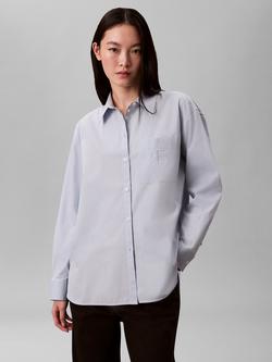 Calvin Klein Logo Relaxed Cotton Poplin Shirt, Niagara Mist