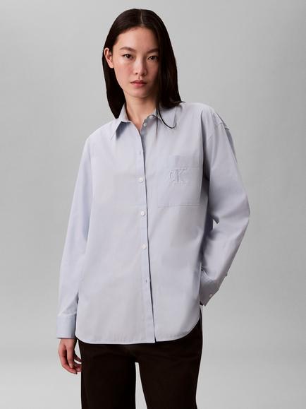 Calvin Klein Logo Relaxed Cotton Poplin Shirt, Niagara Mist