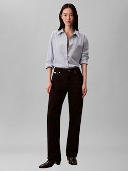 Calvin Klein Logo Relaxed Cotton Poplin Shirt - view 2, Niagara Mist