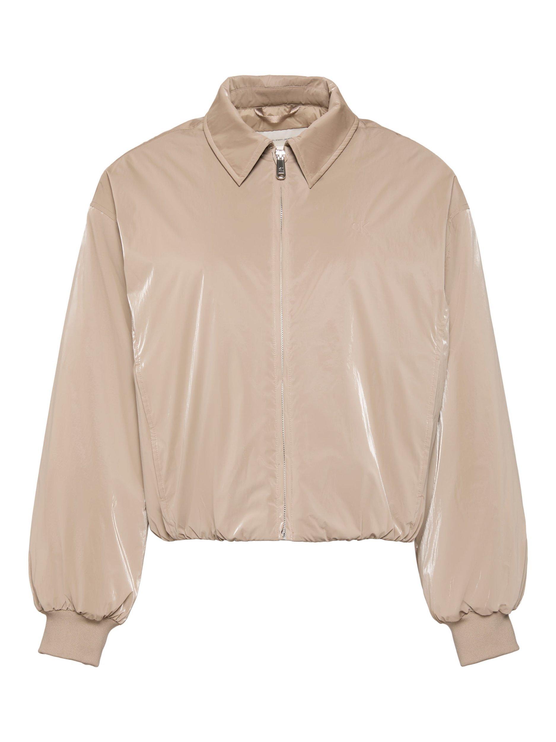 Product image 6 of 6, which shows Calvin Klein Shine Relaxed Bomber Jacket, Desert Taupe, XXS