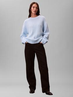 Calvin Klein Round Neck Brushed Knit Jumper - view 2, Keepsake Blue