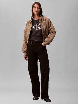 Calvin Klein Logo Chunky Knit Short Sleeve Jumper, Charcoal Heather - view 2, Charcoal Heather