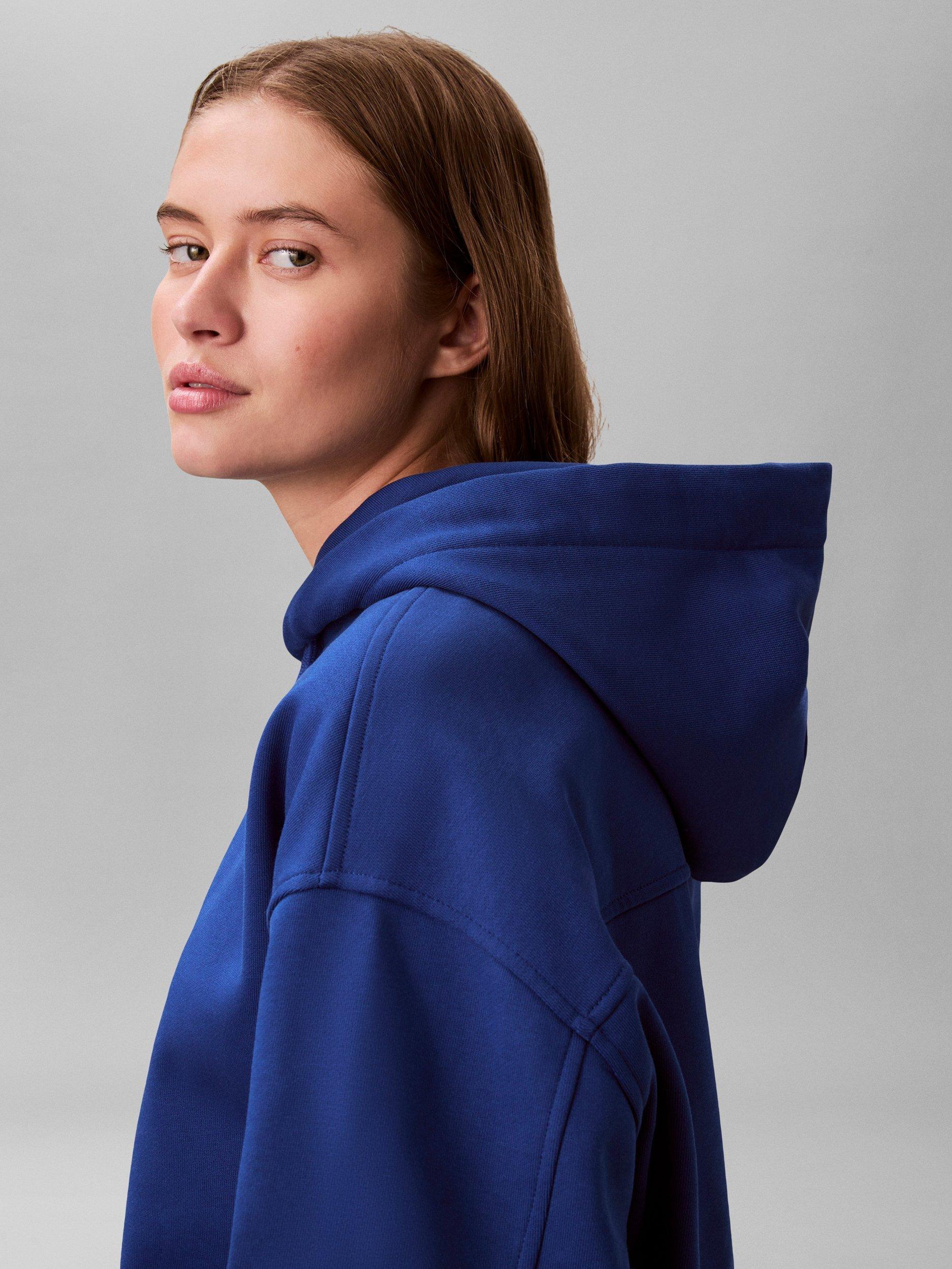 Product image 5 of 6, which shows Calvin Klein Script Logo Cropped Hoodie, Admiral Blue, XS