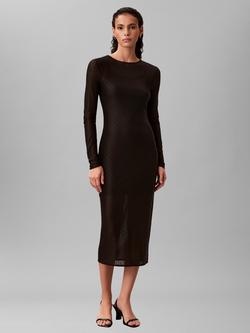 Calvin Klein Monogram Logo Lace Maxi Dress, Black, Black