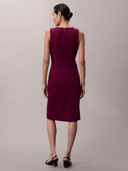 Calvin Klein Stretch Crepe Sleeveless Dress, Berry Glaze - view 2, Berry Glaze