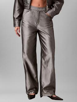 Calvin Klein High Rise Tapered Jeans, Silver Shine - view 2, Silver Shine