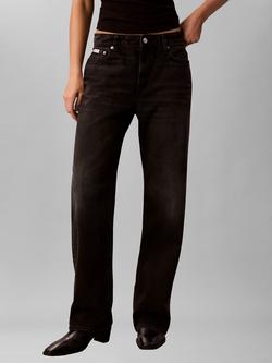 Calvin Klein Signature 90's Straight Leg Cotton Denim Jeans - view 2, Ck Sanded Black