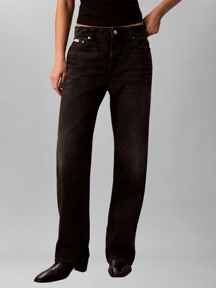 Calvin Klein Signature 90's Straight Leg Cotton Denim Jeans - view 2, Ck Sanded Black