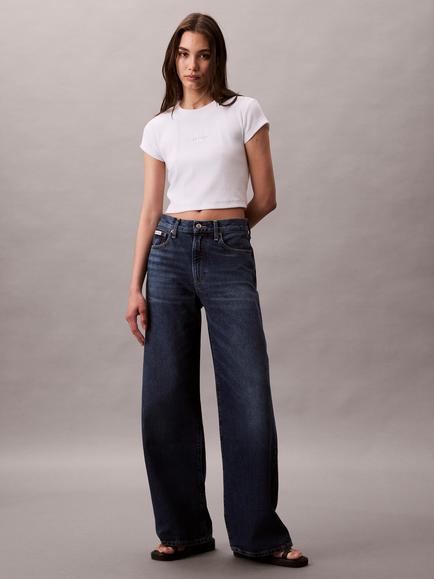 Calvin Klein High Rise Wide Leg Jeans, Tinted Horseshoe, Tinted Horseshoe