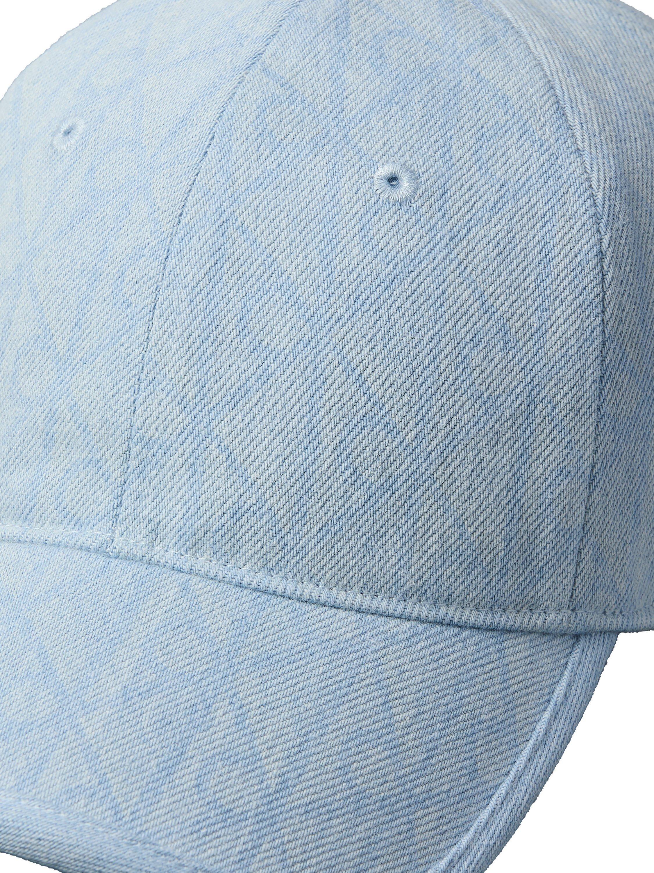 Product image 3 of 4, which shows Calvin Klein Burnout Emblem Logo Denim Baseball Cap, Light Wash Blue, One Size