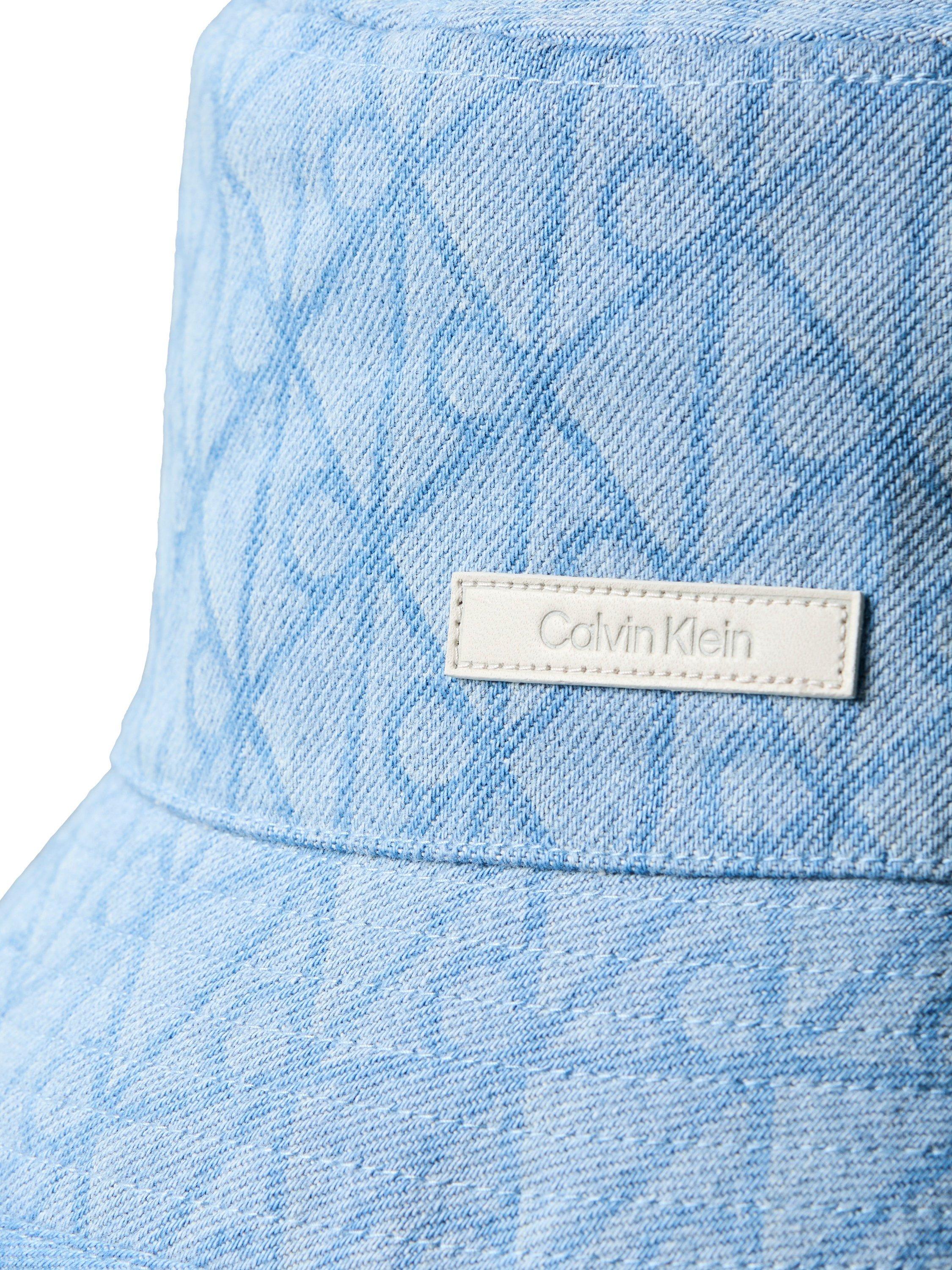 Product image 3 of 3, which shows Calvin Klein Emblem Logo Denim Bucket Hat, Vintage Blue, One Size