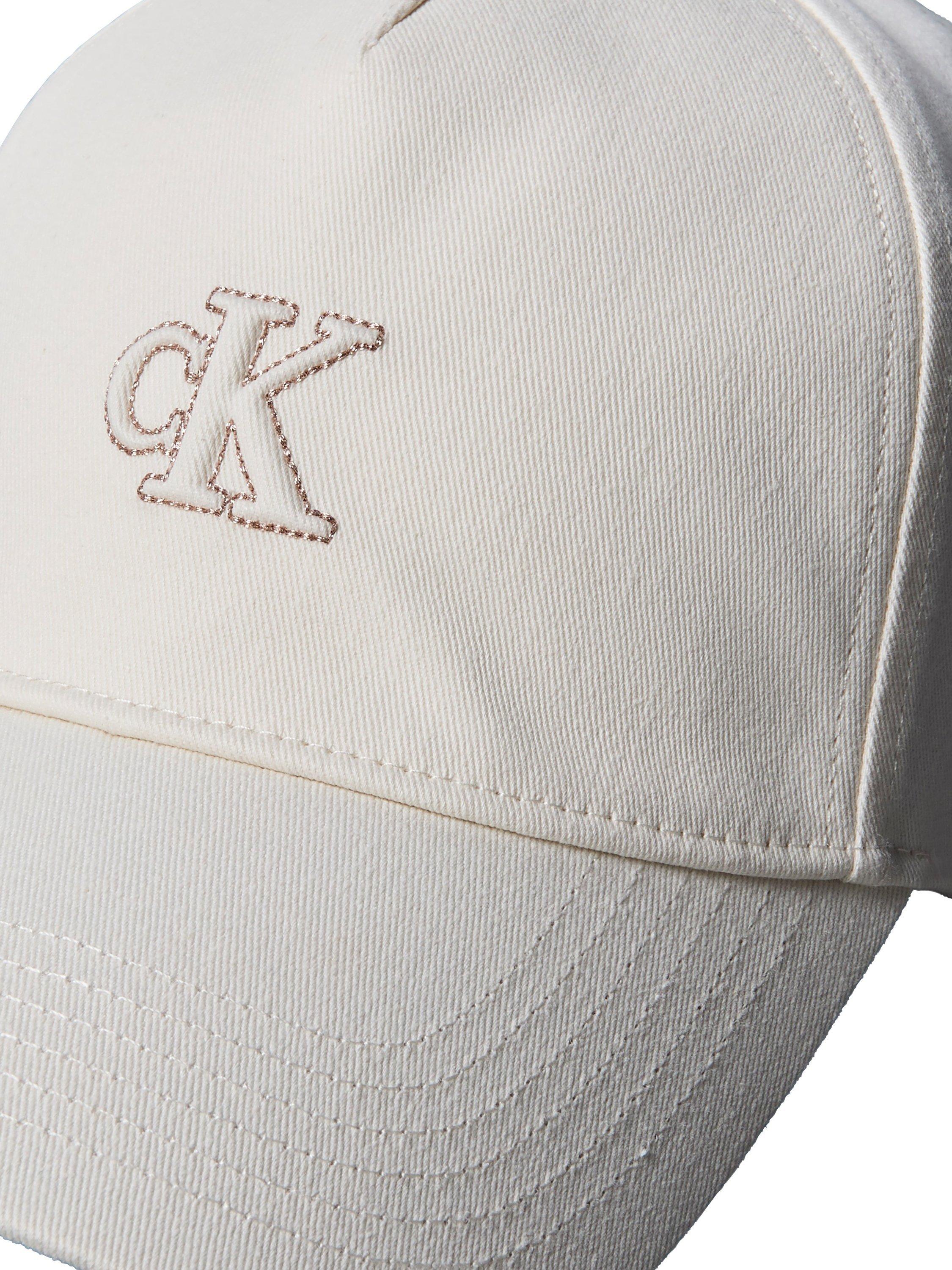 Product image 3 of 4, which shows Calvin Klein Shine Embroidered Monogram Baseball Cap, White Greige, One Size