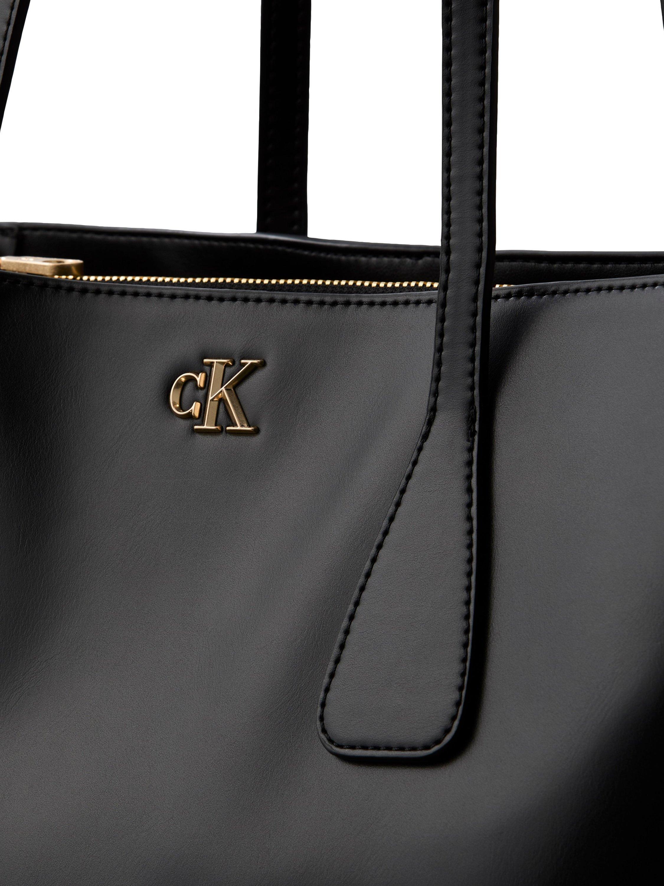 Product image 4 of 4, which shows Calvin Klein Monogram Logo Dual Handle Work Bag, Black/Antique Gold, One Size