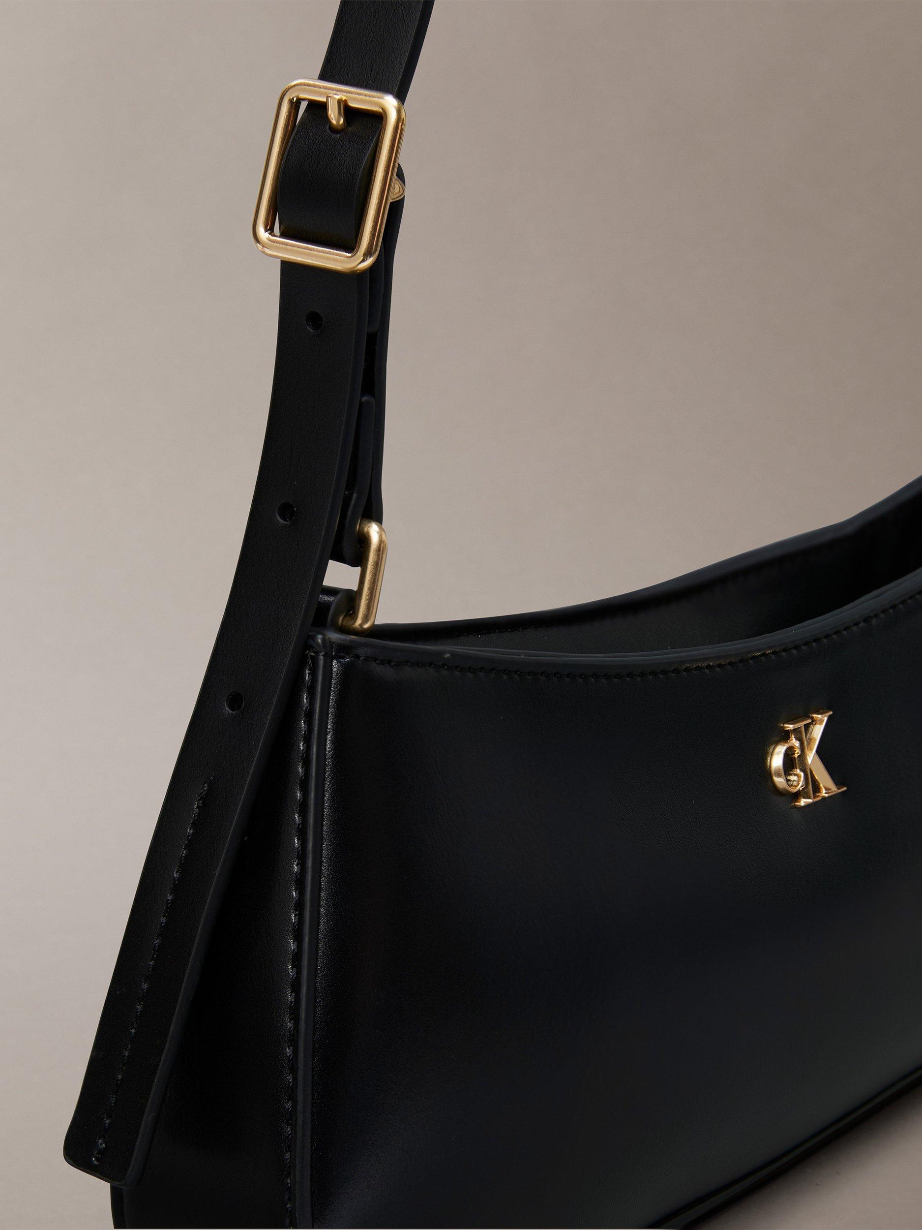 Product image 4 of 4, which shows Calvin Klein Monogram Logo Shoulder Bag, Black/Antique Gold, One Size