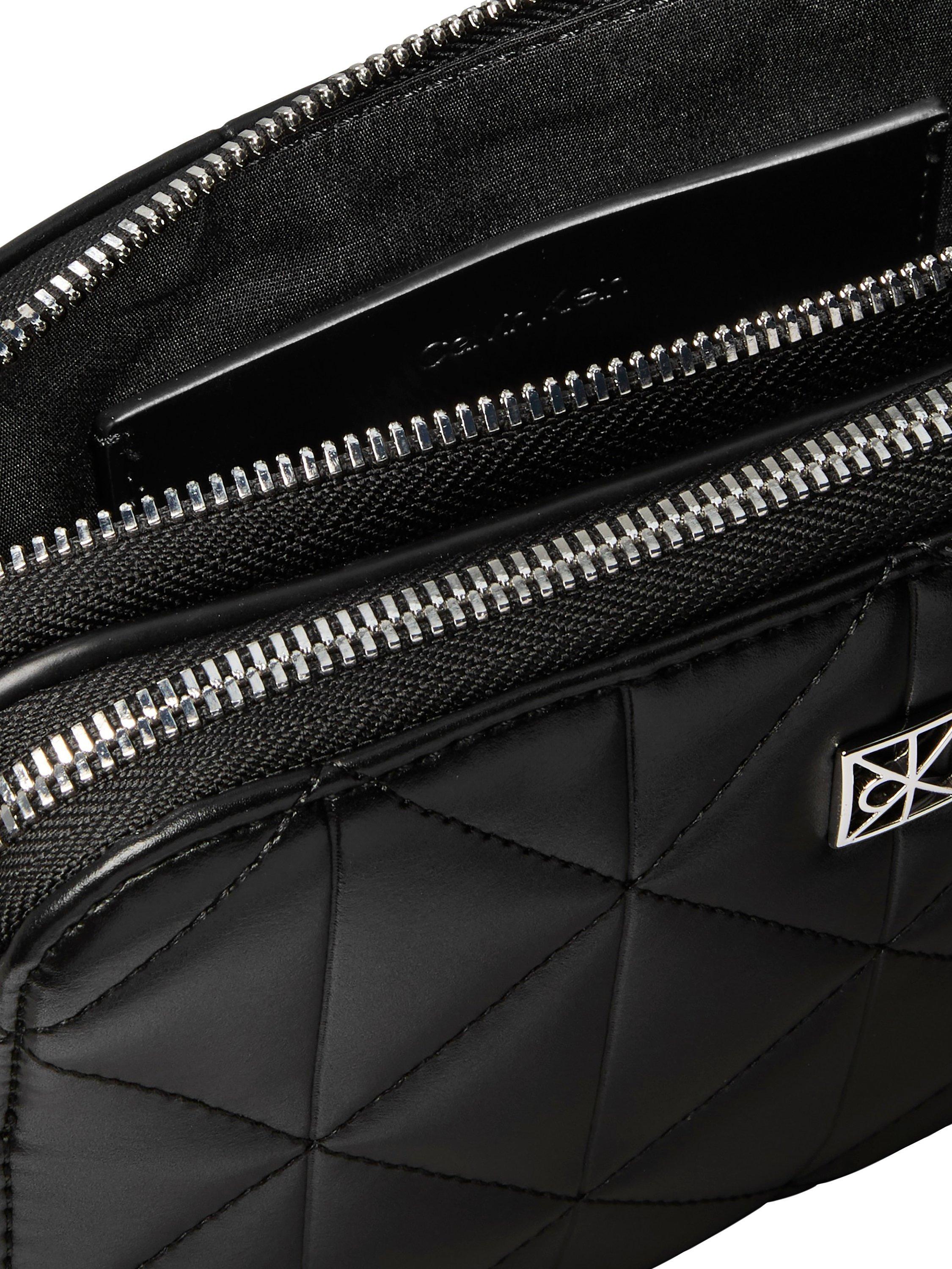 Product image 3 of 4, which shows Calvin Klein Logo Plaque Quilted Crossbody Bag, Black, One Size