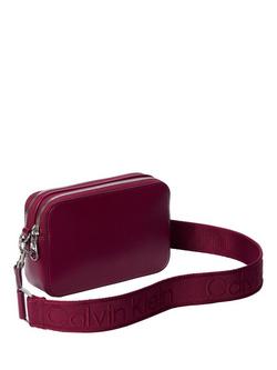 Calvin Klein Faux Leather Jacquard Webbing Crossbody Bag, Alluring Pink - view 2, Alluring Pink