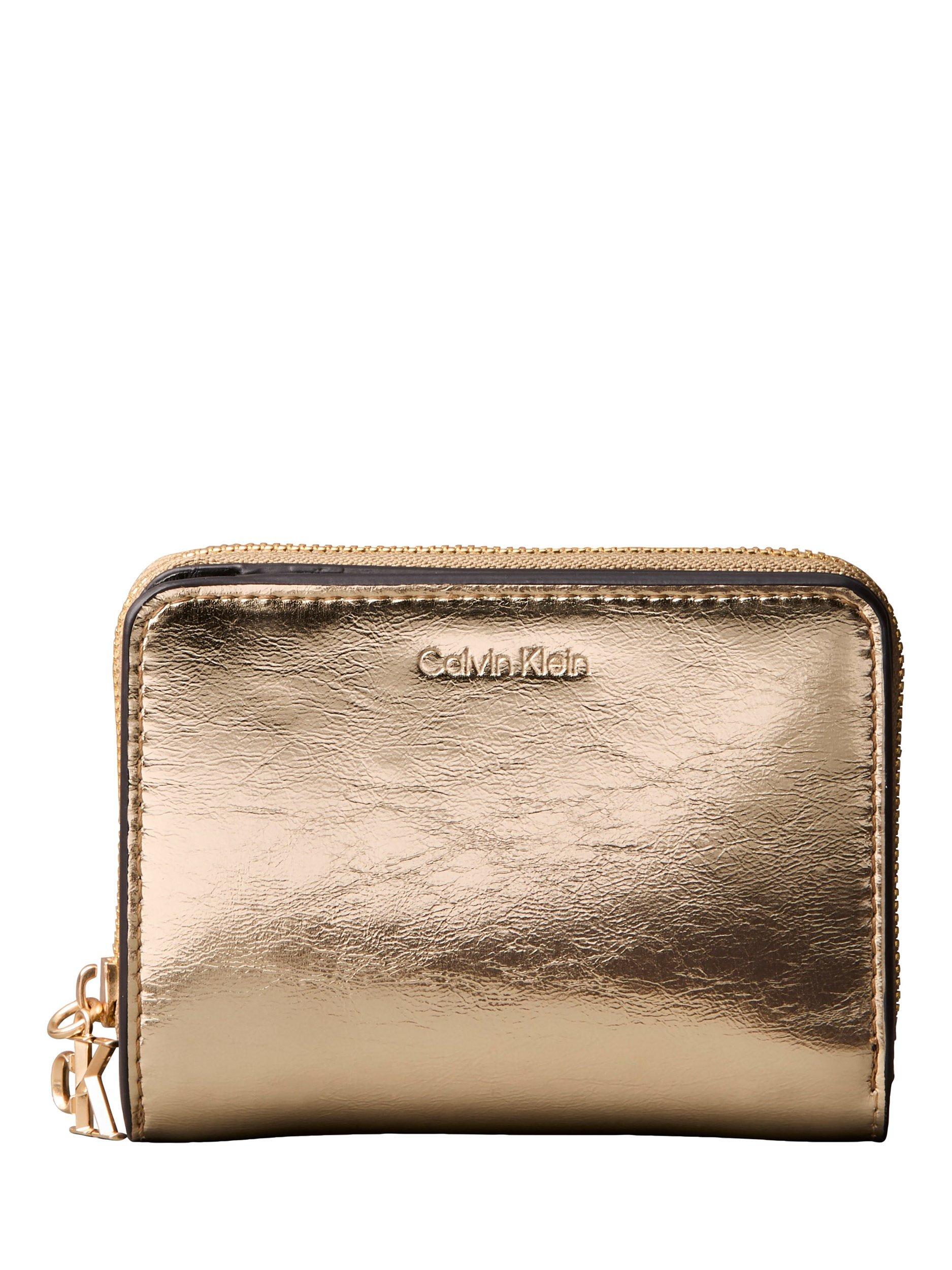 Product image 1 of 4, which shows Calvin Klein Embossed Logo Metallic Purse, Gold, One Size