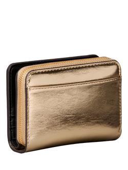 Calvin Klein Embossed Logo Metallic Purse - view 2, Gold