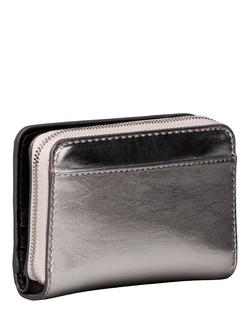 Calvin Klein Metallic Monogram Zip Purse, Silver - view 2, Silver