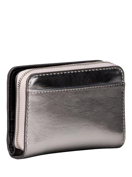 Calvin Klein Metallic Monogram Zip Purse, Silver - view 2, Silver