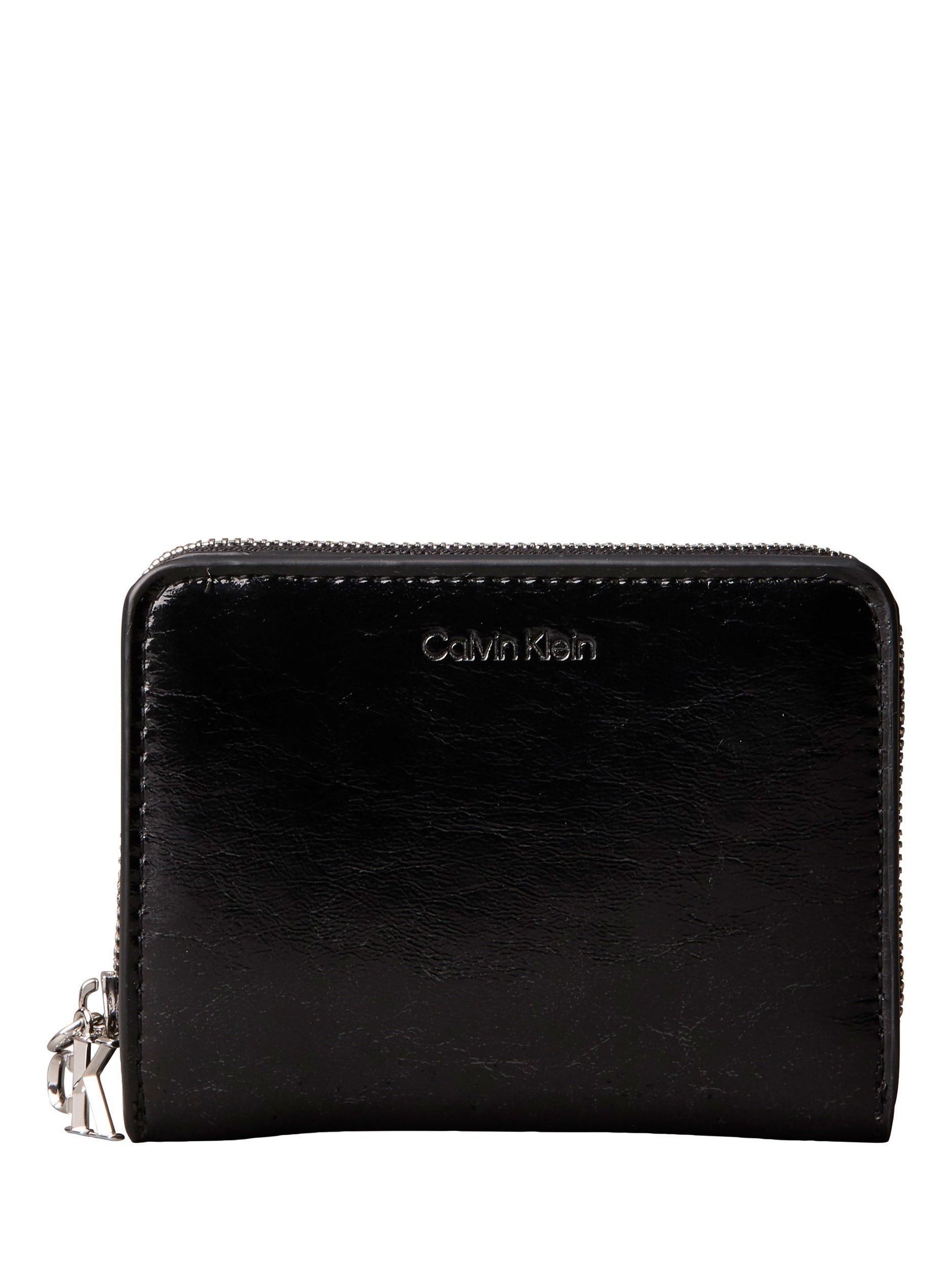 Product image 1 of 4, which shows Calvin Klein Embossed Logo Metallic Purse, Black, One Size
