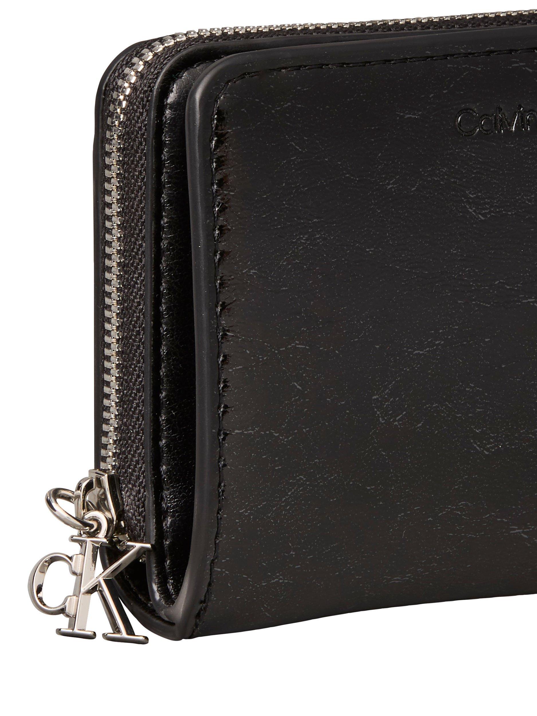 Product image 4 of 4, which shows Calvin Klein Embossed Logo Metallic Purse, Black, One Size