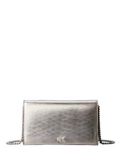 Calvin Klein Monogram Metallic Chain Wallet, Silver, Silver
