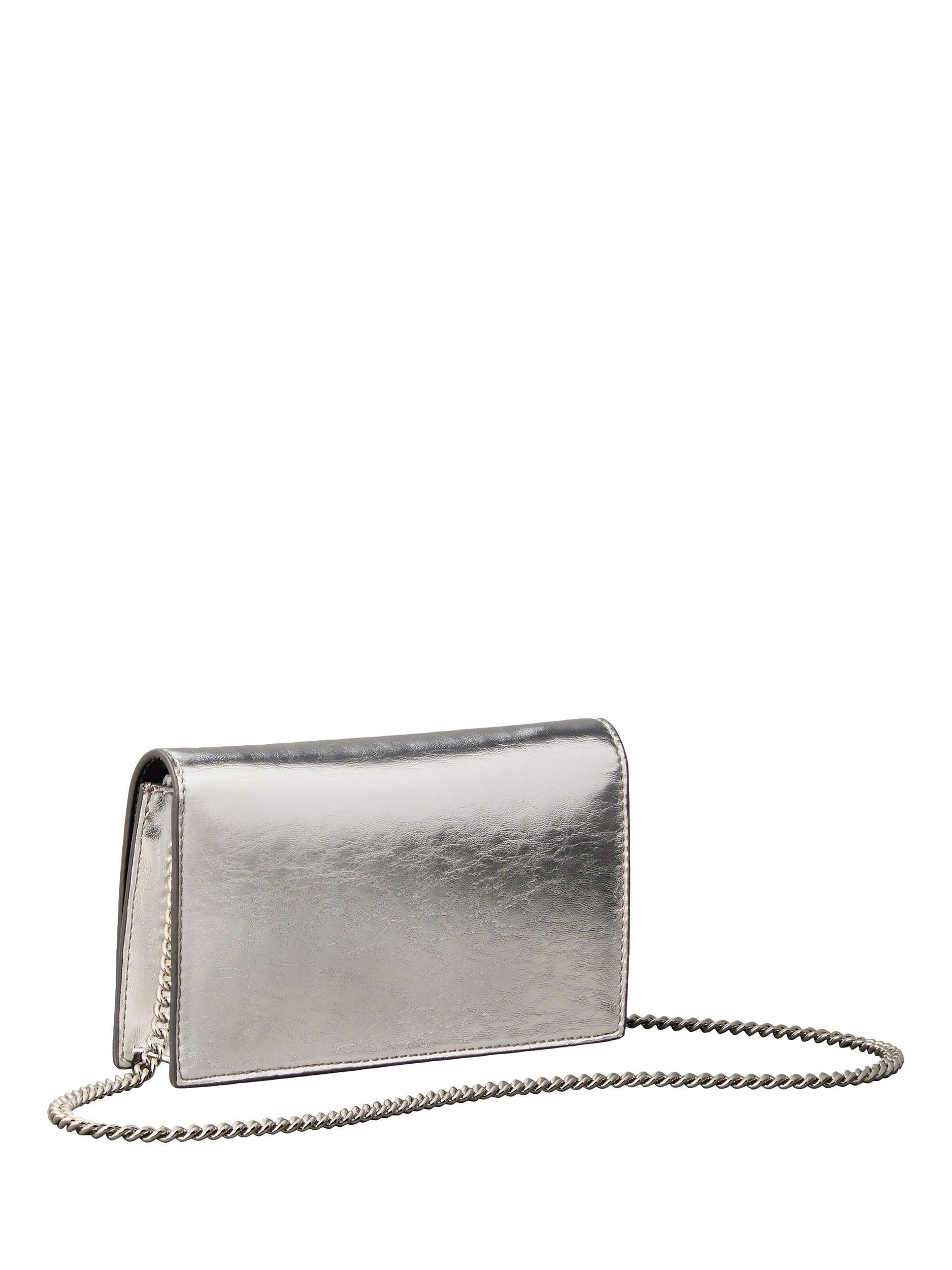 Product image 2 of 5, which shows Calvin Klein Monogram Metallic Chain Wallet, Silver, One Size