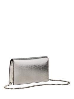 Calvin Klein Monogram Metallic Chain Wallet, Silver - view 2, Silver