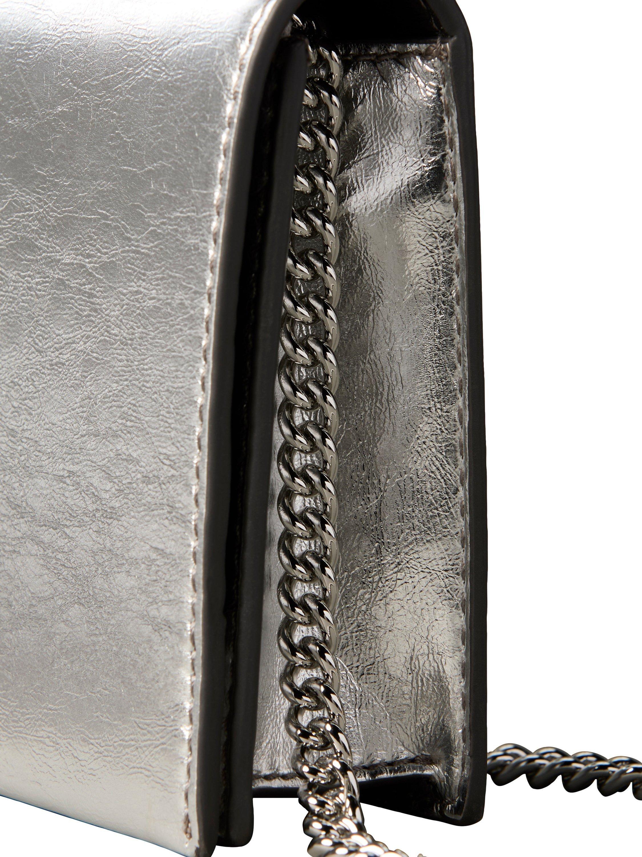 Product image 4 of 5, which shows Calvin Klein Monogram Metallic Chain Wallet, Silver, One Size