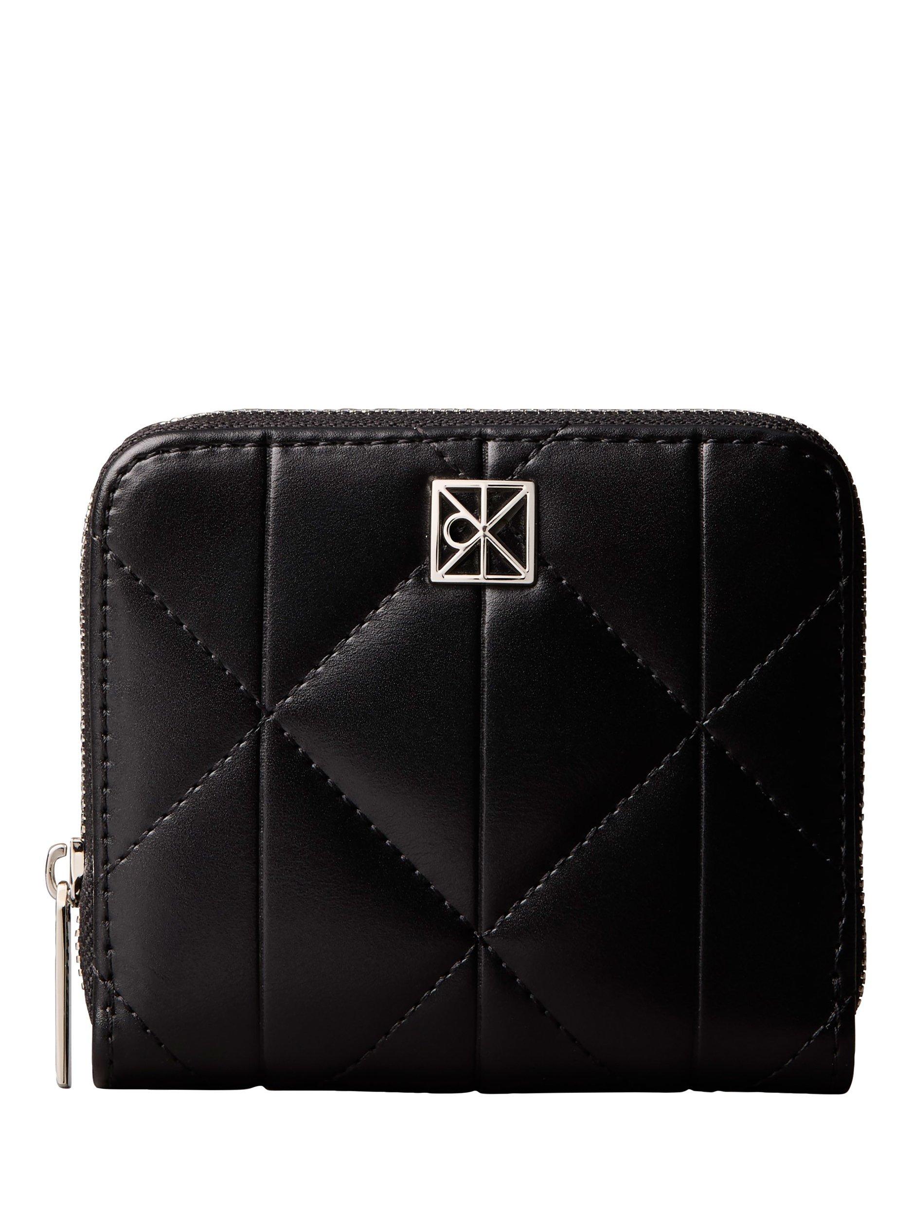 Product image 1 of 4, which shows Calvin Klein Logo Plaque Quilted Purse, Black, One Size
