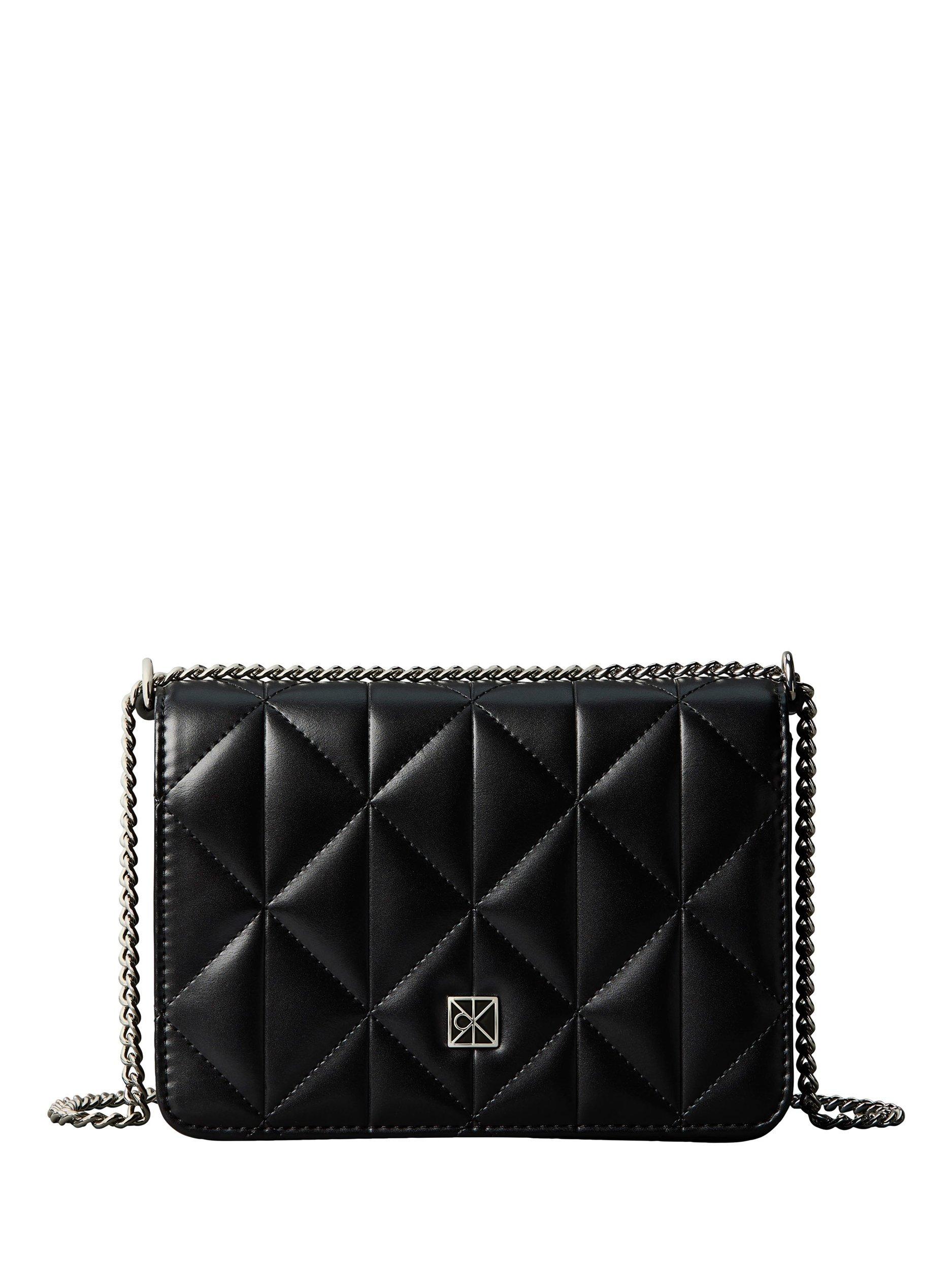 Product image 1 of 4, which shows Calvin Klein Logo Plaque Quilted Crossbody Bag, Black, One Size
