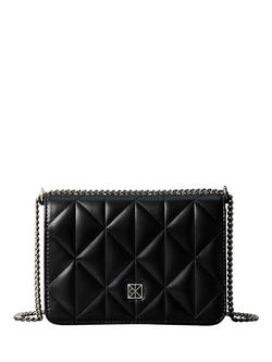 Calvin Klein Logo Plaque Quilted Crossbody Bag, Black, Black