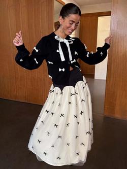 Never Fully Dressed Sophie Bow Cardigan, Black, Black