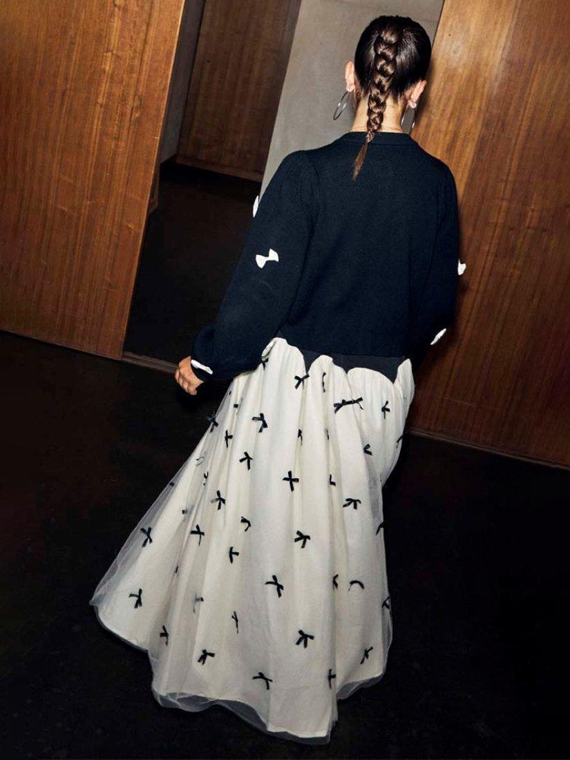 Product image 3 of 4, which shows Never Fully Dressed Sophie Bow Cardigan, Black, XS