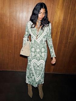 Never Fully Dressed Amara Plisse Gaia Dress, Khaki - view 2, Khaki