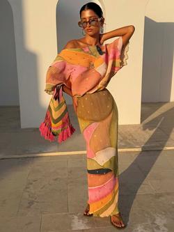 Never Fully Dressed Tilly Abstract Maxi Dress, Multi, Multi