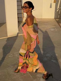 Never Fully Dressed Tilly Abstract Maxi Dress, Multi - view 2, Multi