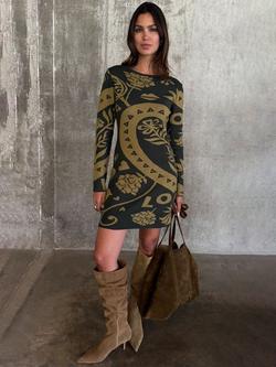 Never Fully Dressed Amara Knit Mini Dress, Olive - view 2, Olive