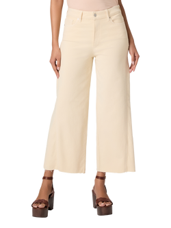 PAIGE Anessa Raw Hem Cropped Wide Leg Jeans - view 2, Butter Yellow