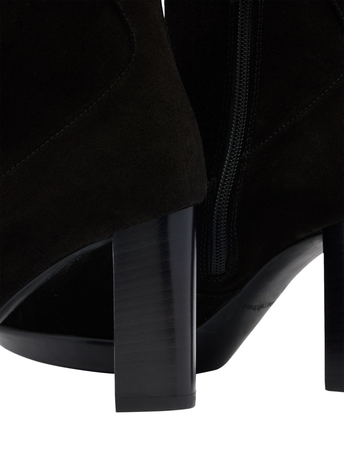 Product image 4 of 4, which shows Russell & Bromley Hatton Suede Heeled Platform Ankle Boots, Black, 4