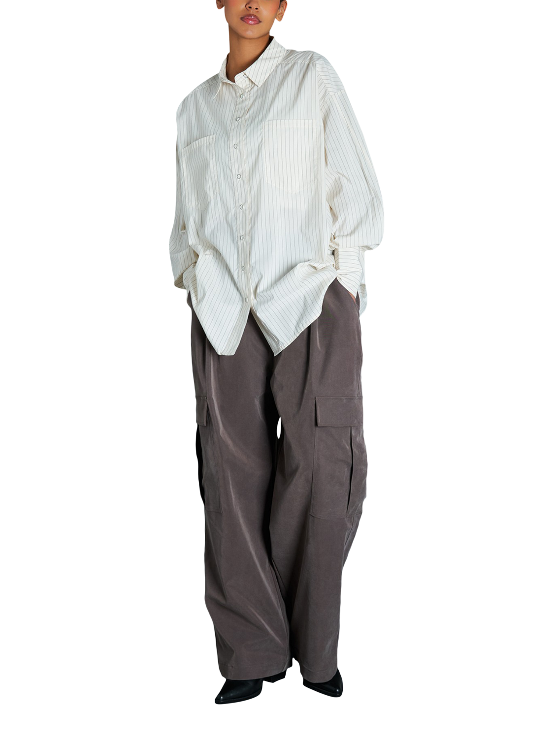 Product image 1 of 6, which shows EAST 42ND Utility Parachute Trousers, Mocha, L