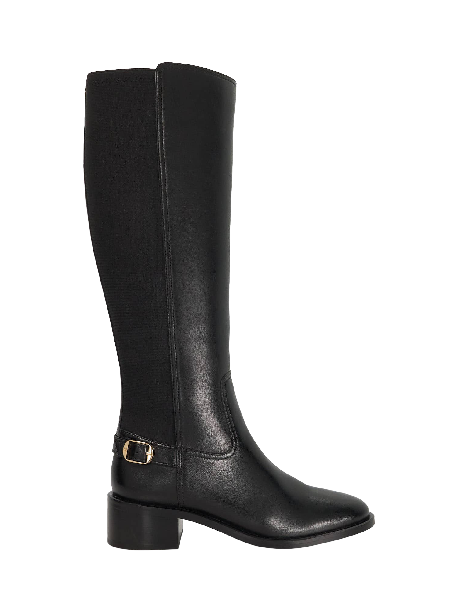 Product image 1 of 6, which shows Dune London Tuscon Leather Knee High Boots, Black, EU36