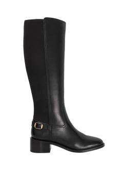 Dune London Tuscon Leather Knee High Boots, Black, Black