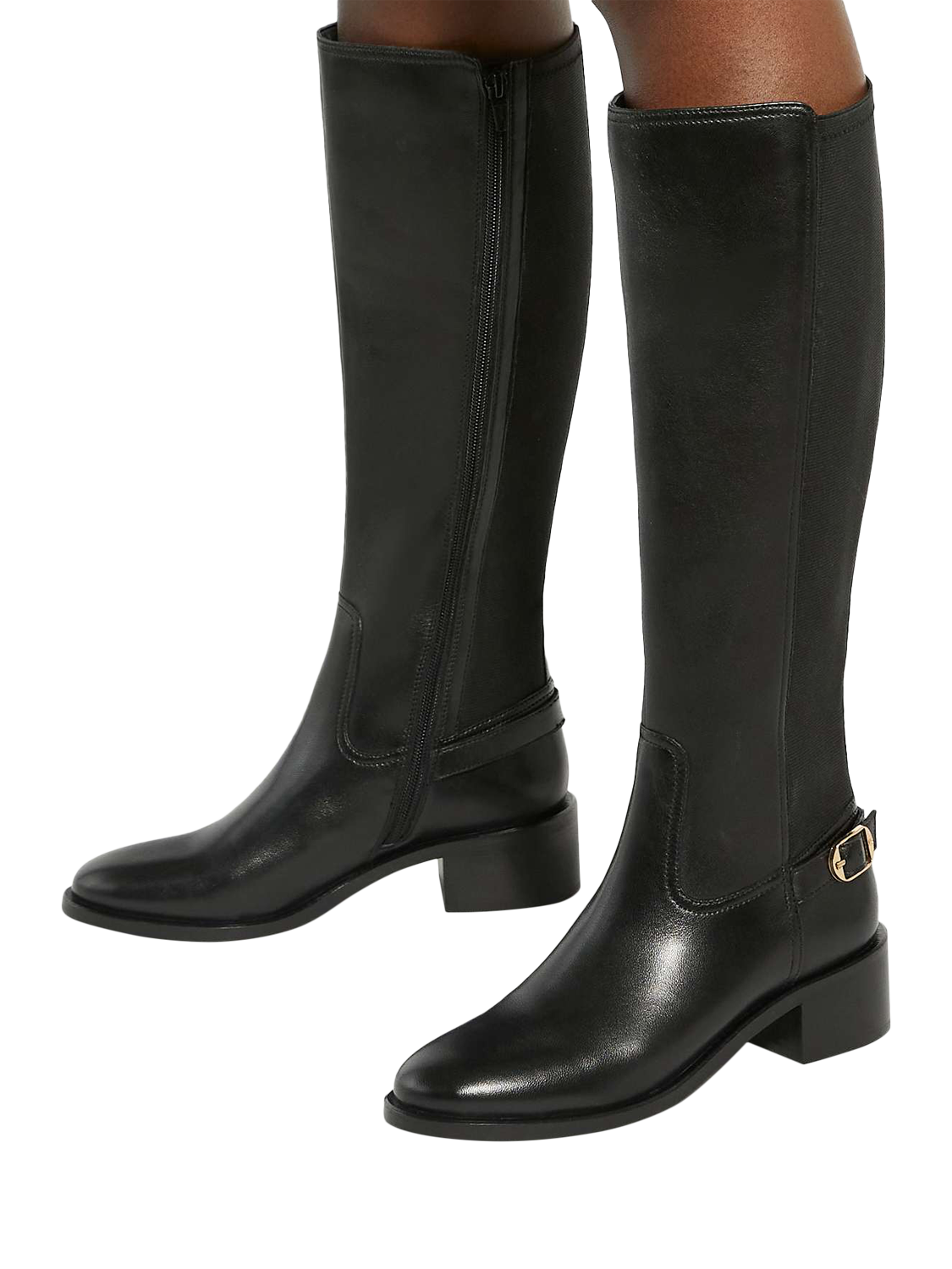 Product image 2 of 6, which shows Dune London Tuscon Leather Knee High Boots, Black, EU36
