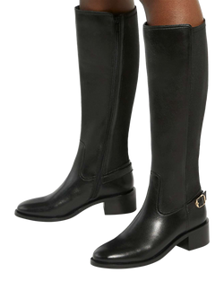 Dune London Tuscon Leather Knee High Boots, Black - view 2, Black