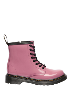 Dr. Martens Kids' 1460 Patent Leather Lace Up Boots, Pink, Pink