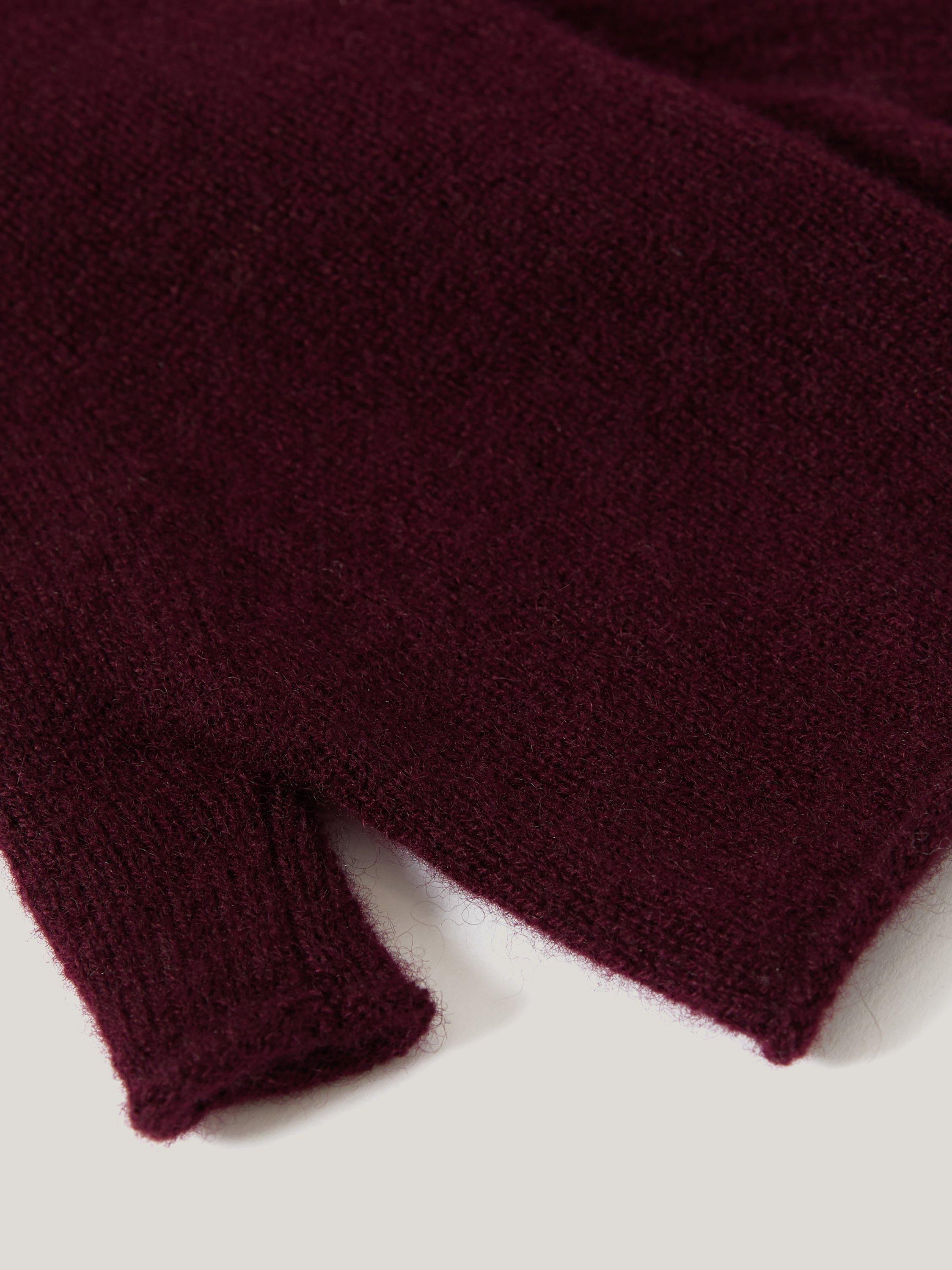 Product image 3 of 3, which shows Jigsaw Pure Cashmere Fingerless Gloves, Burgundy, One Size
