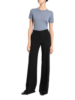 Theory Fluid Crepe Flared Trousers, Black, Black