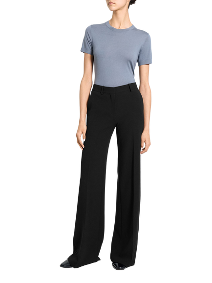 Theory Fluid Crepe Flared Trousers, Black, Black